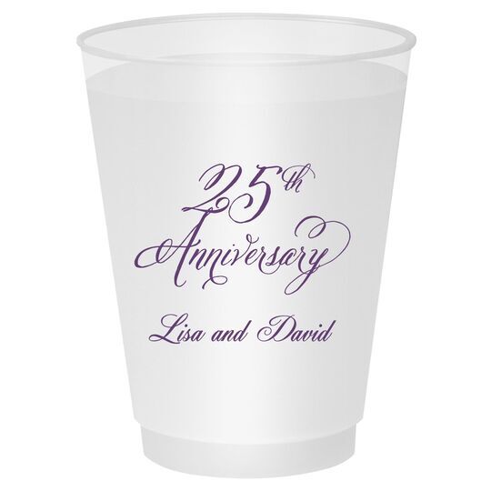 Elegant 25th Anniversary Shatterproof Cups
